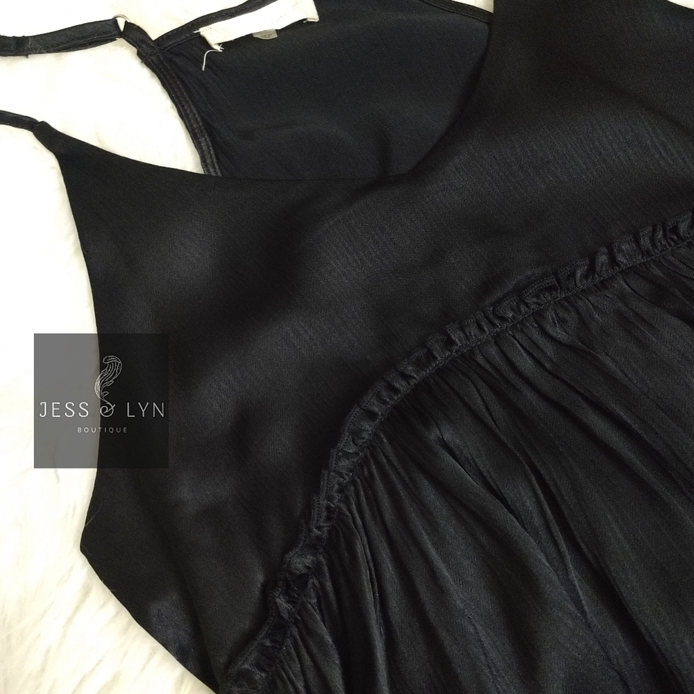 🆕 Black Flowy Babydoll Boho Tank w/Adjustable Straps - Picture 15 of 16